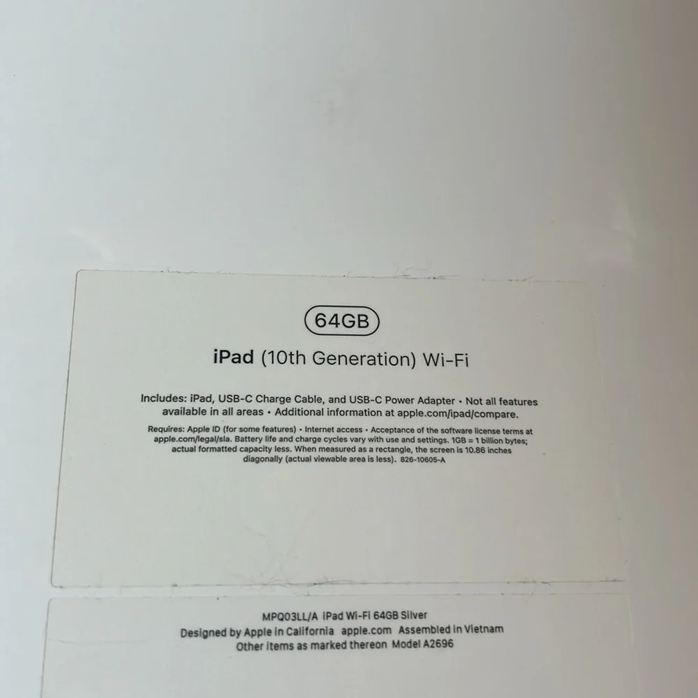 Apple iPad Silver 10th Generation Sealed NEW